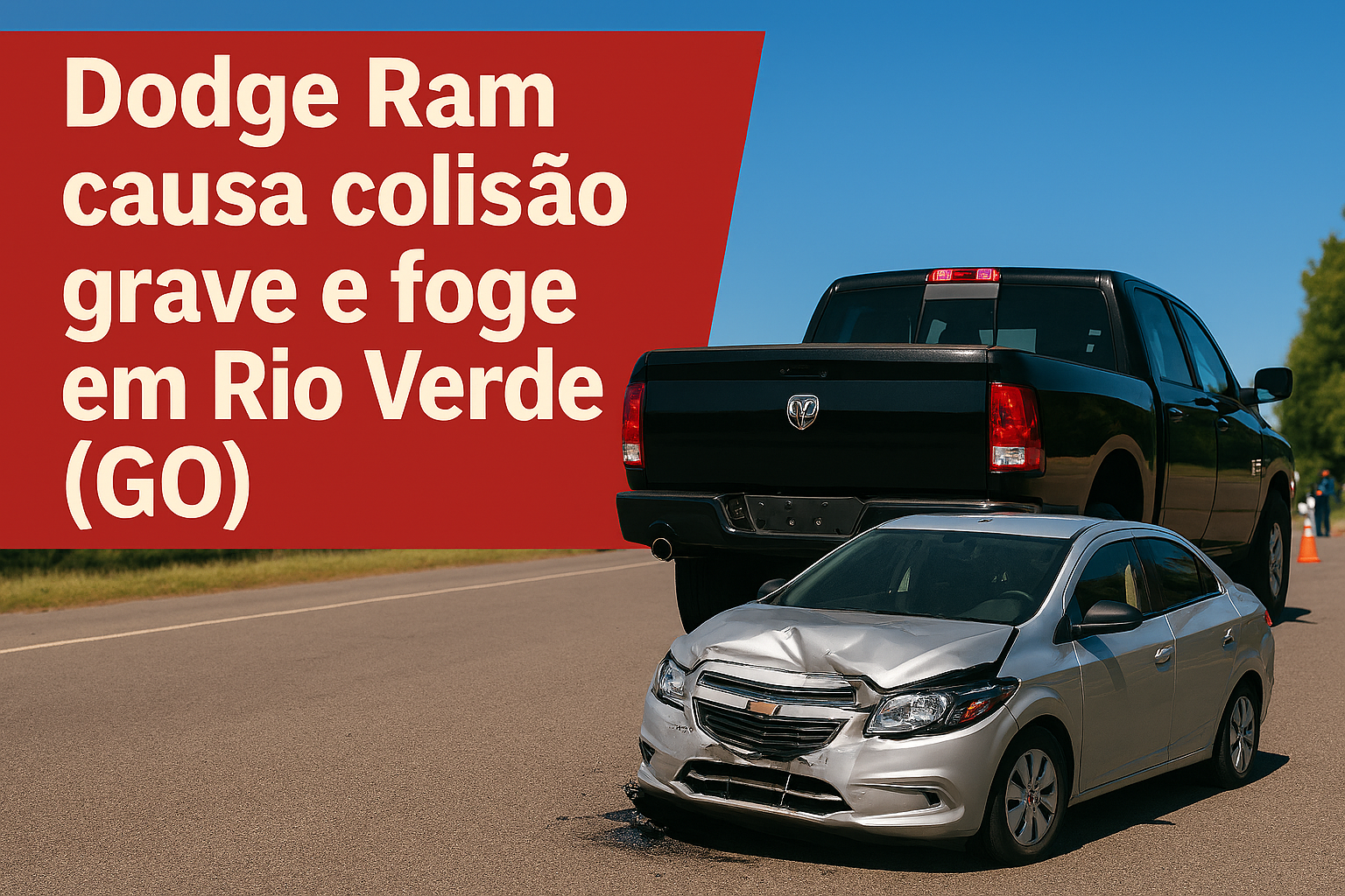 Imagem de Dodge Ram causa colisão grave e foge do local em Rio Verde (GO)