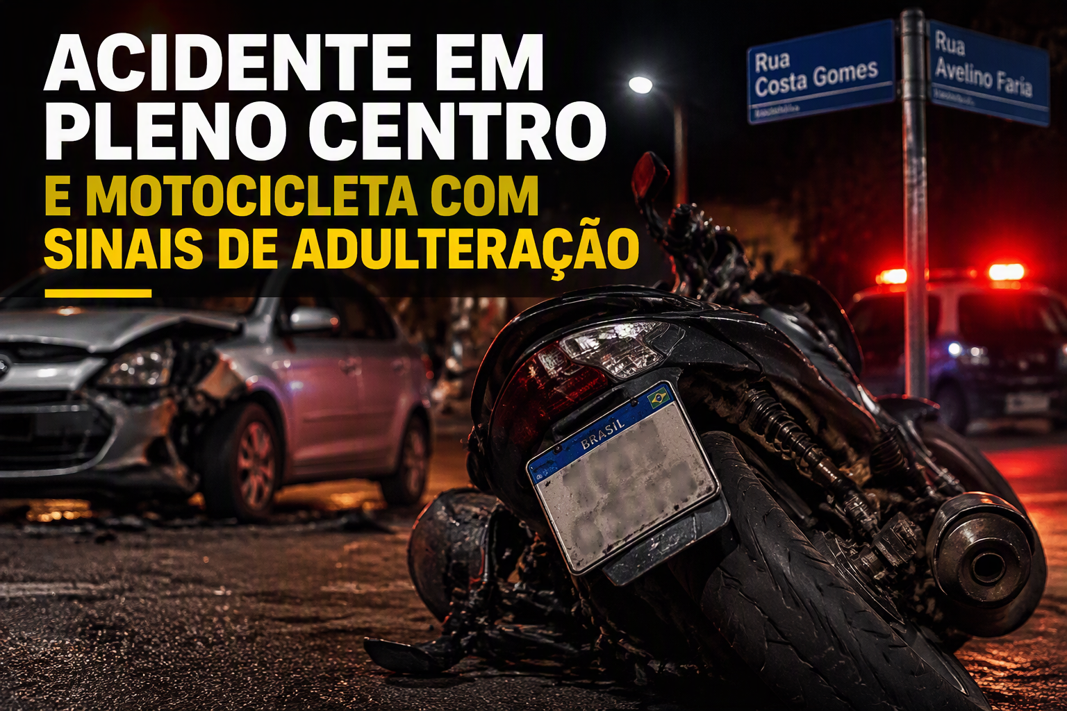 Imagem de Acidente no Setor Central deixa duas pessoas feridas e leva à apreensão de motocicleta