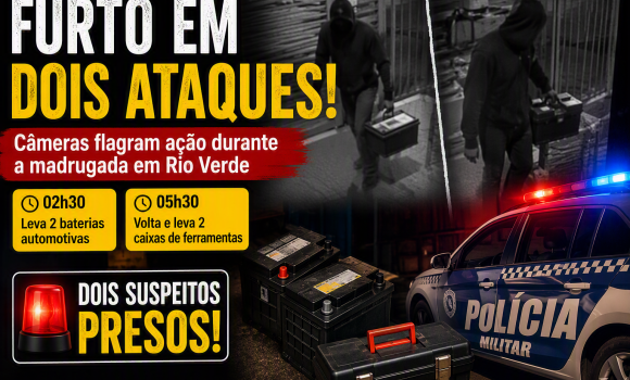 Imagem de Câmeras flagram furto em estabelecimento comercial e dois homens são conduzidos em Rio Verde