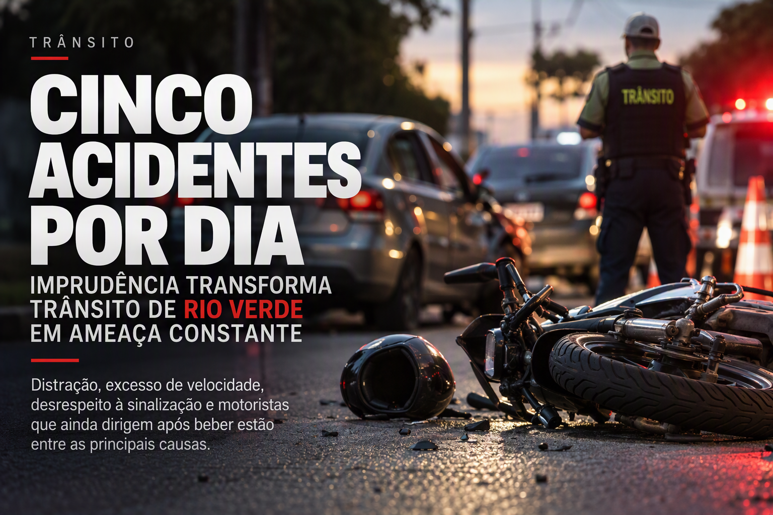 Imagem de Cinco acidentes por dia: imprudência transforma trânsito de Rio Verde em ameaça constante