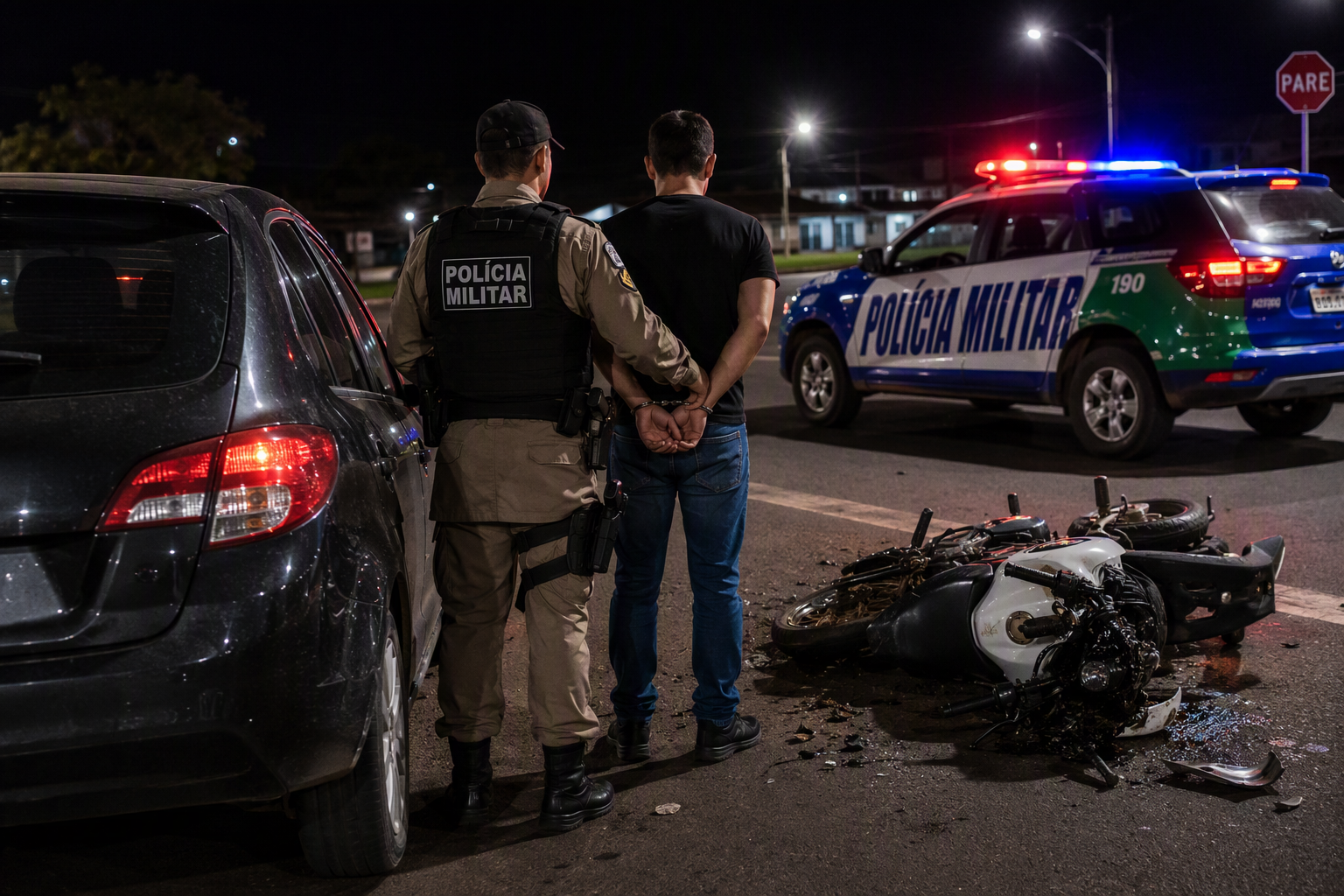 Imagem de Motorista é preso por embriaguez ao volante após bater em moto, fugir e danificar viatura em Rio Verde