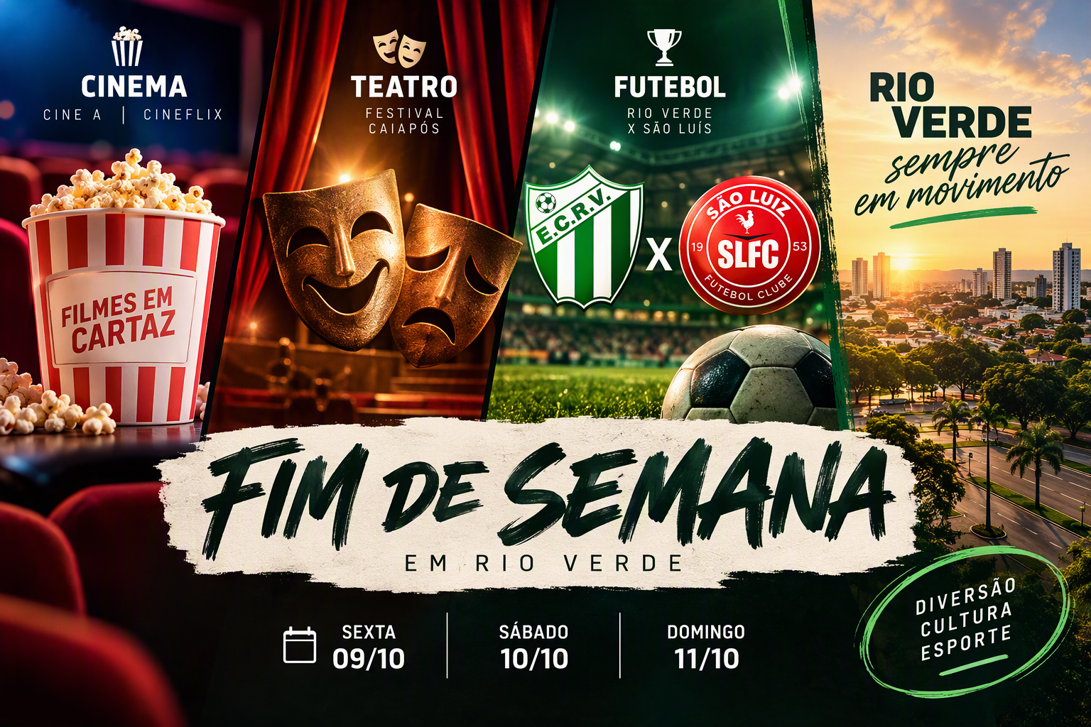 Imagem de Fim de semana em Rio Verde terá cinema, teatro e decisão no Velosão