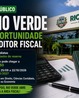 Imagem de Rio Verde abre concurso para auditor fiscal com remuneração que pode chegar a R$ 16,8 mil
