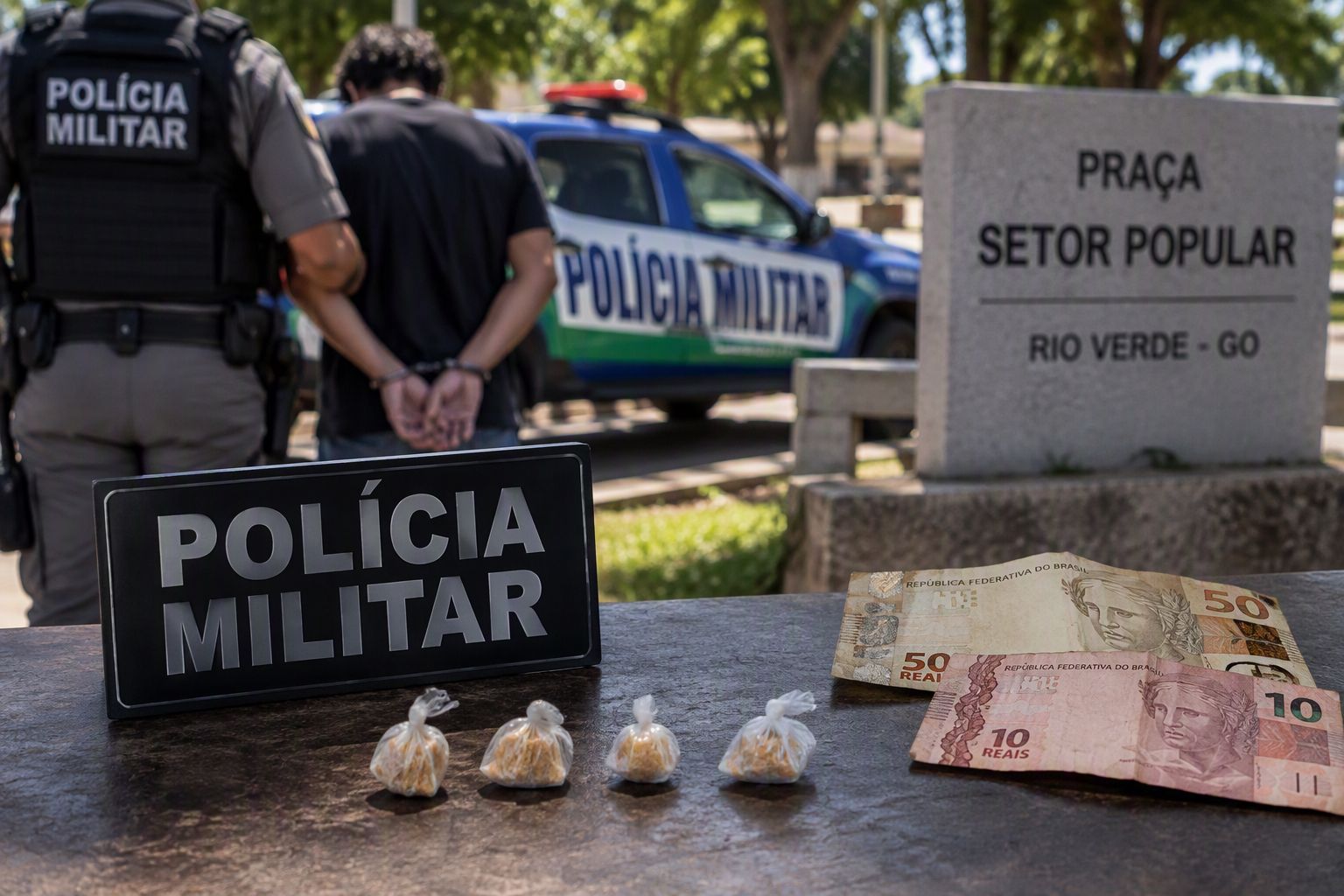 Imagem de Homem é detido com porções de crack em praça no Bairro Popular, em Rio Verde