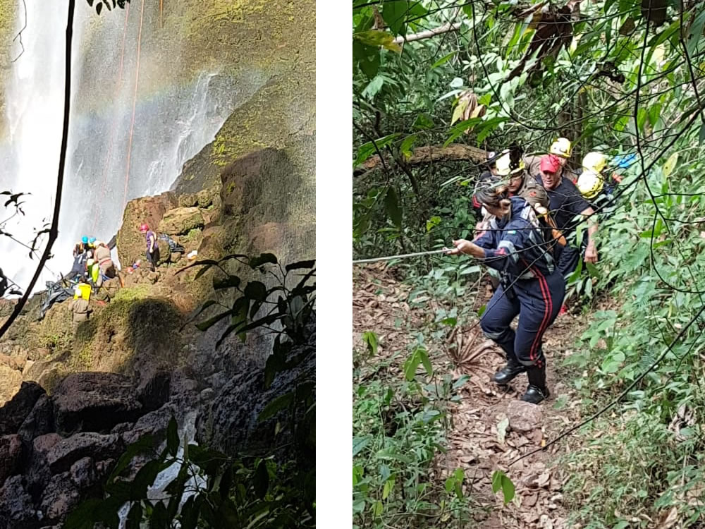 Imagem de Bombeiros resgatam senhor que se feriu em cachoeira de Rio Verde