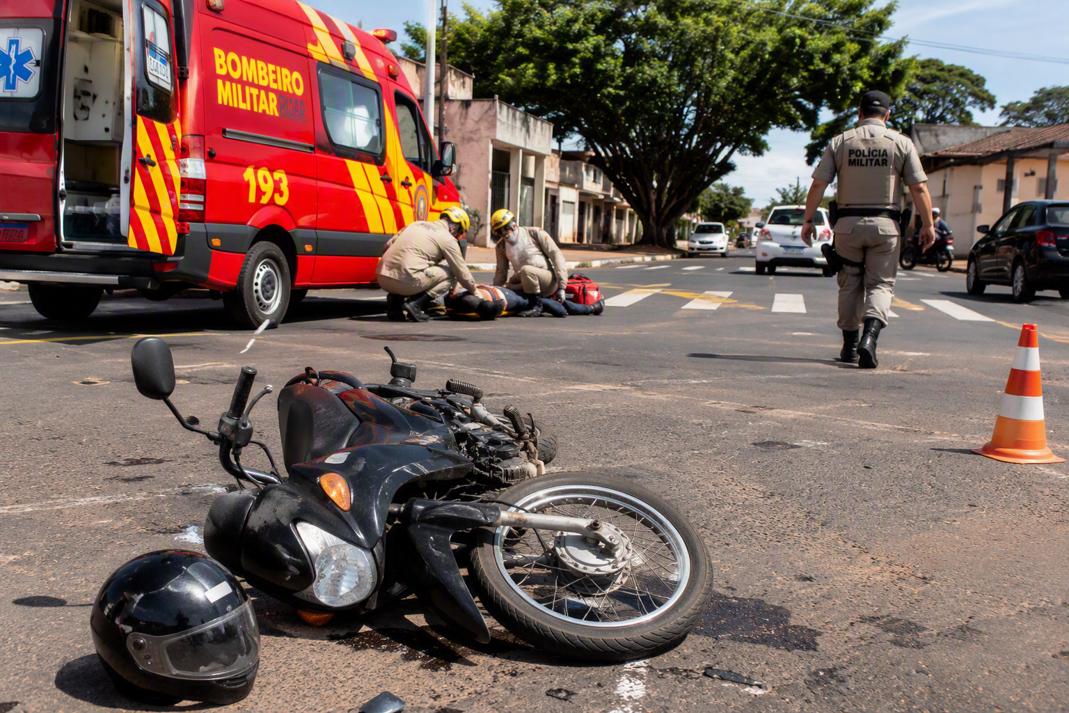 Imagem de Motociclista fica ferido após colisão com carro no Jardim São Tomáz, em Rio Verde