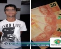 Imagem de PM prende suspeito com notas falsas, em Rio Verde