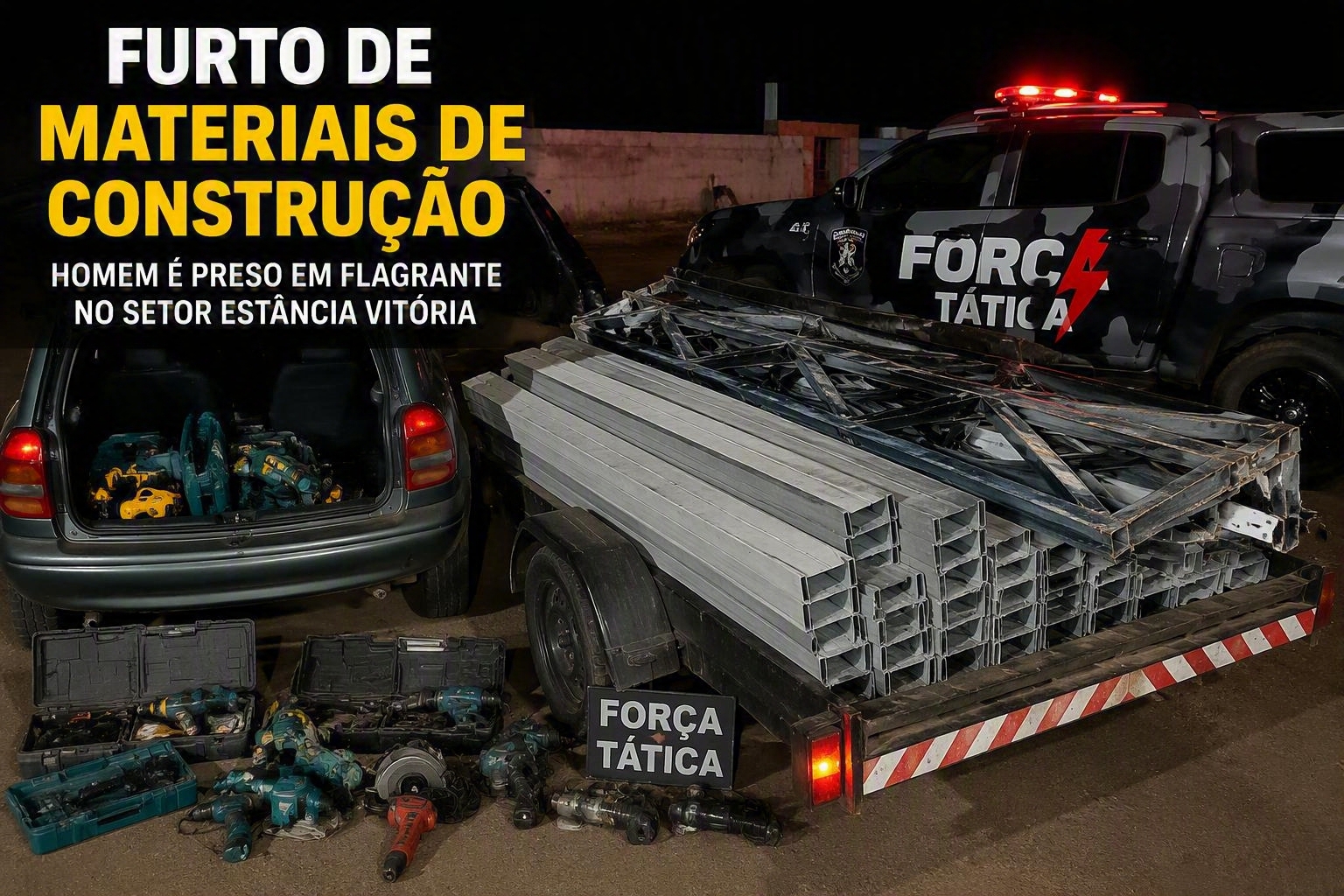 Imagem de Homem é preso suspeito de furtar materiais de construção em Rio Verde