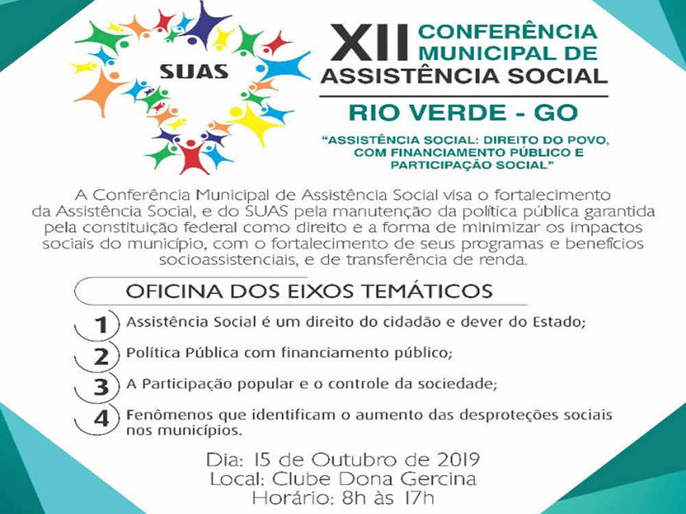 Imagem de Prefeitura realizará Xll Conferência Municipal de Assistência Social