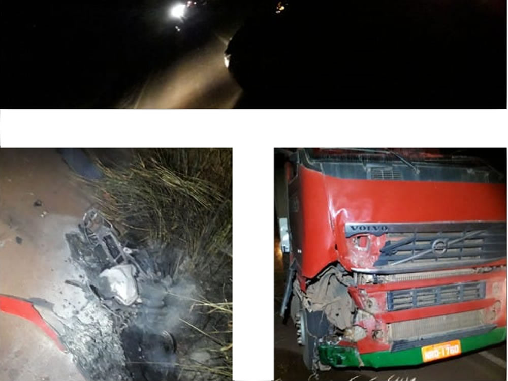 Imagem de Batida entre caminhão e moto deixa um homem morto