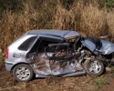 Imagem de Veículo pega fogo após colisão