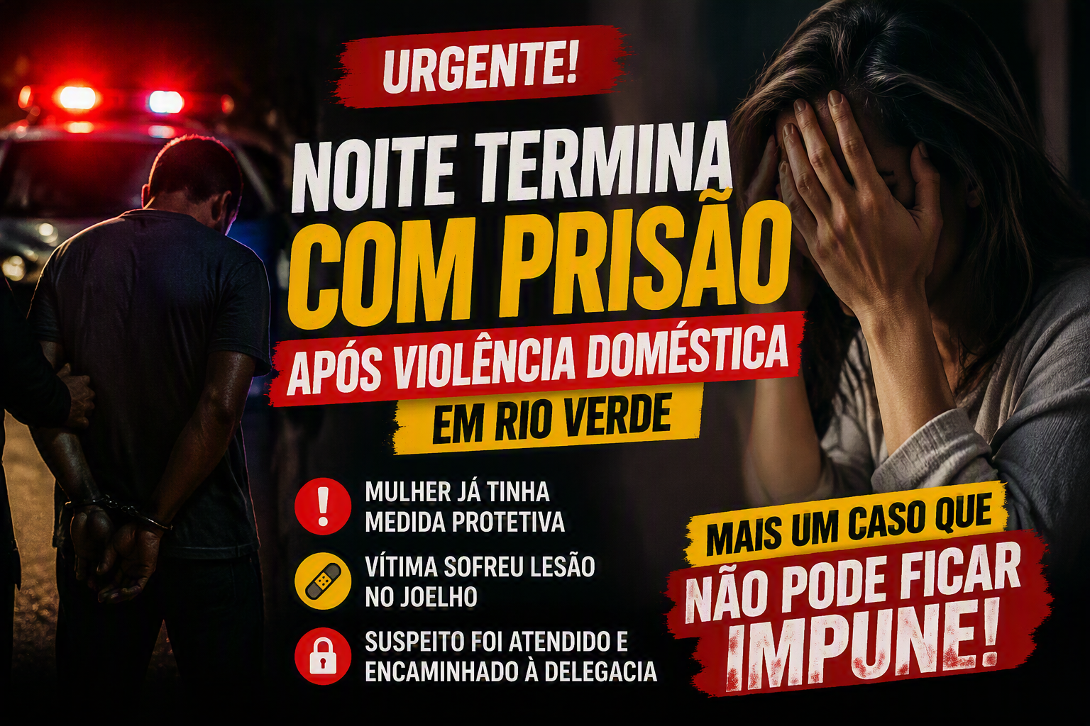 Imagem de Noite termina com prisão após caso de violência doméstica em Rio Verde