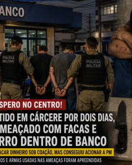 Imagem de Homem é mantido em cárcere por dois dias, apanha, é ameaçado com facas e pede socorro dentro de banco no Centro
