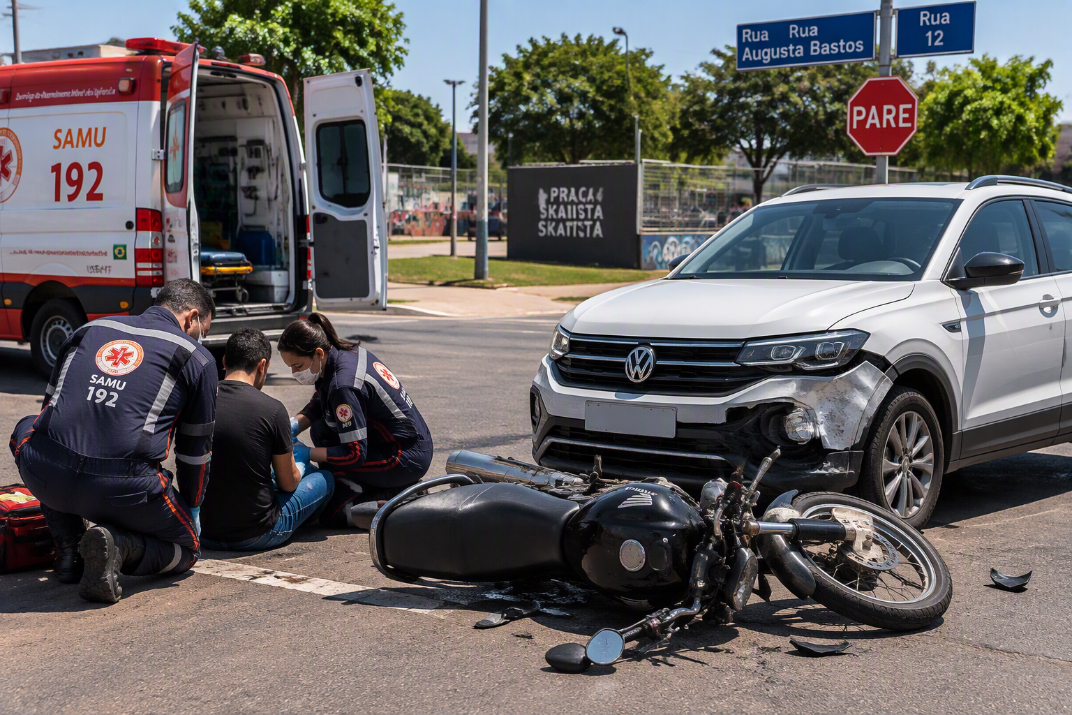 Imagem de Motorista avança parada obrigatória e atinge motocicleta em Rio Verde