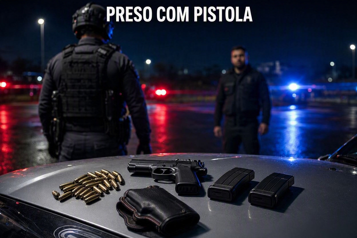 Imagem de Homem é preso com pistola e 40 munições no Residencial Interlagos, em Rio Verde
