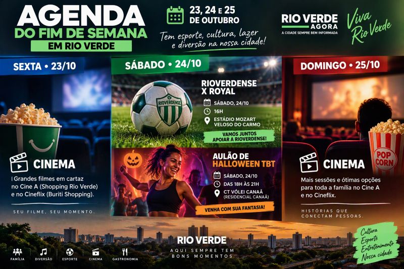 Imagem de Agenda do fim de semana em Rio Verde tem futebol, Halloween e novidades nos cinemas