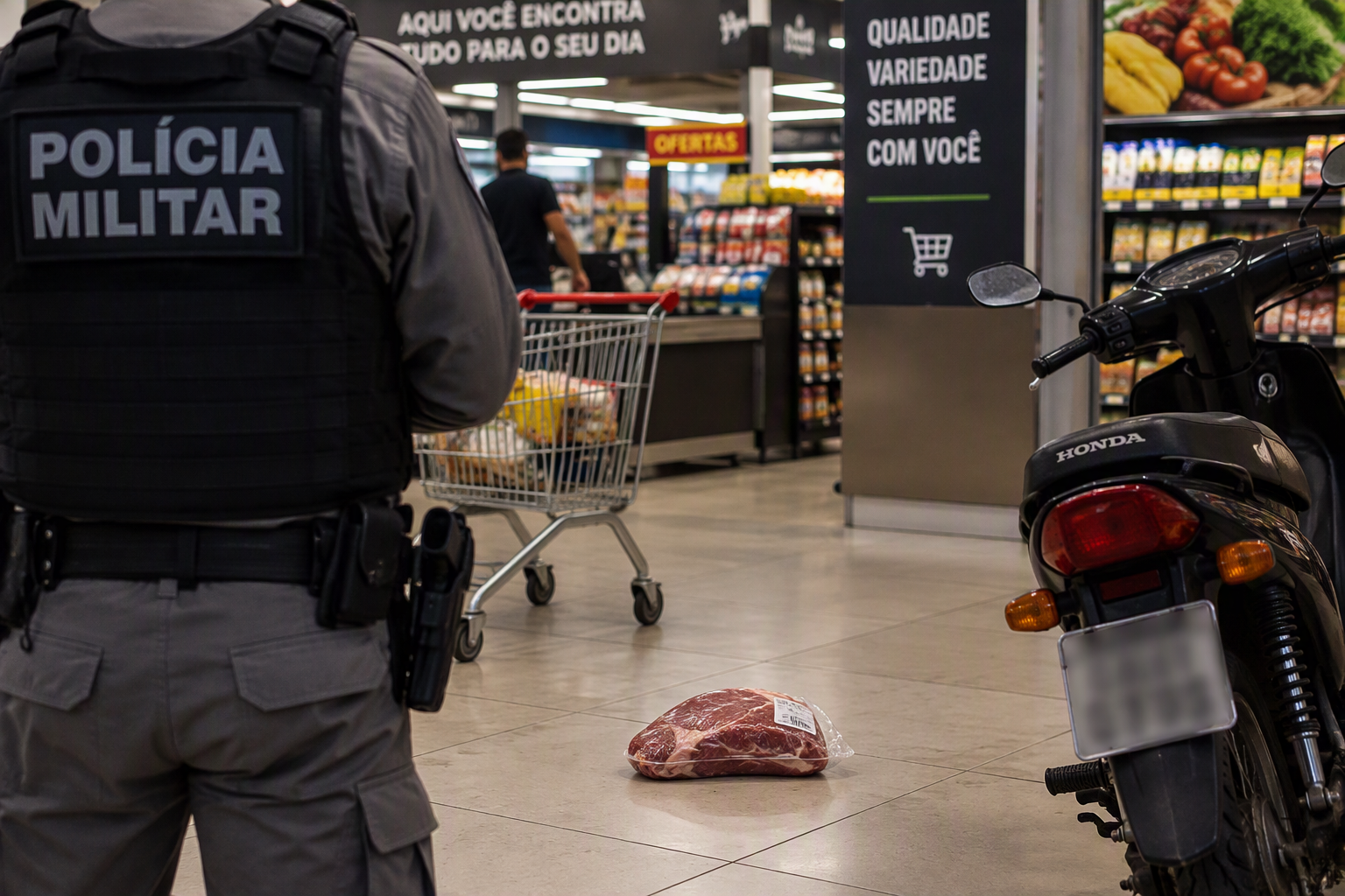 Imagem de Suspeito ameaça funcionários após esconder carne em supermercado de Rio Verde