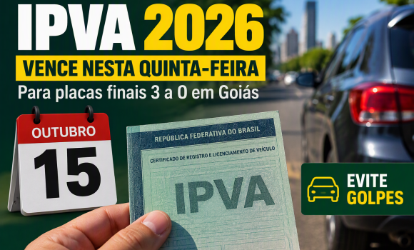 Imagem de IPVA 2026 vence nesta quinta-feira para placas finais 3 a 0 em Goiás