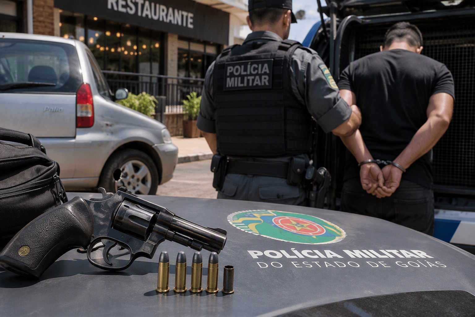 Imagem de Homem é preso com revólver após disparo contra o próprio carro em Rio Verde