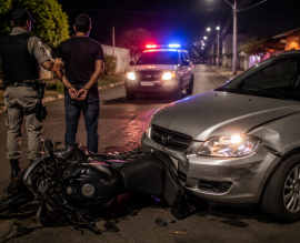 Imagem de Motoqueiro bêbado avança parada, bate em carro e termina preso em Rio Verde
