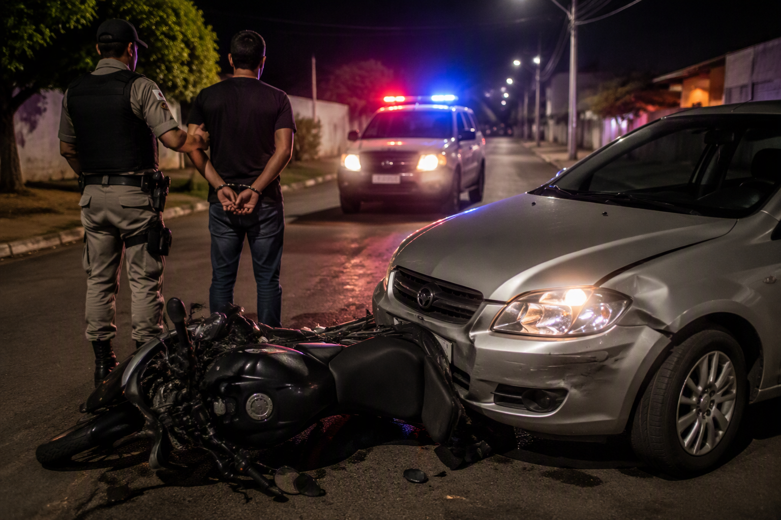 Imagem de Motoqueiro bêbado avança parada, bate em carro e termina preso em Rio Verde