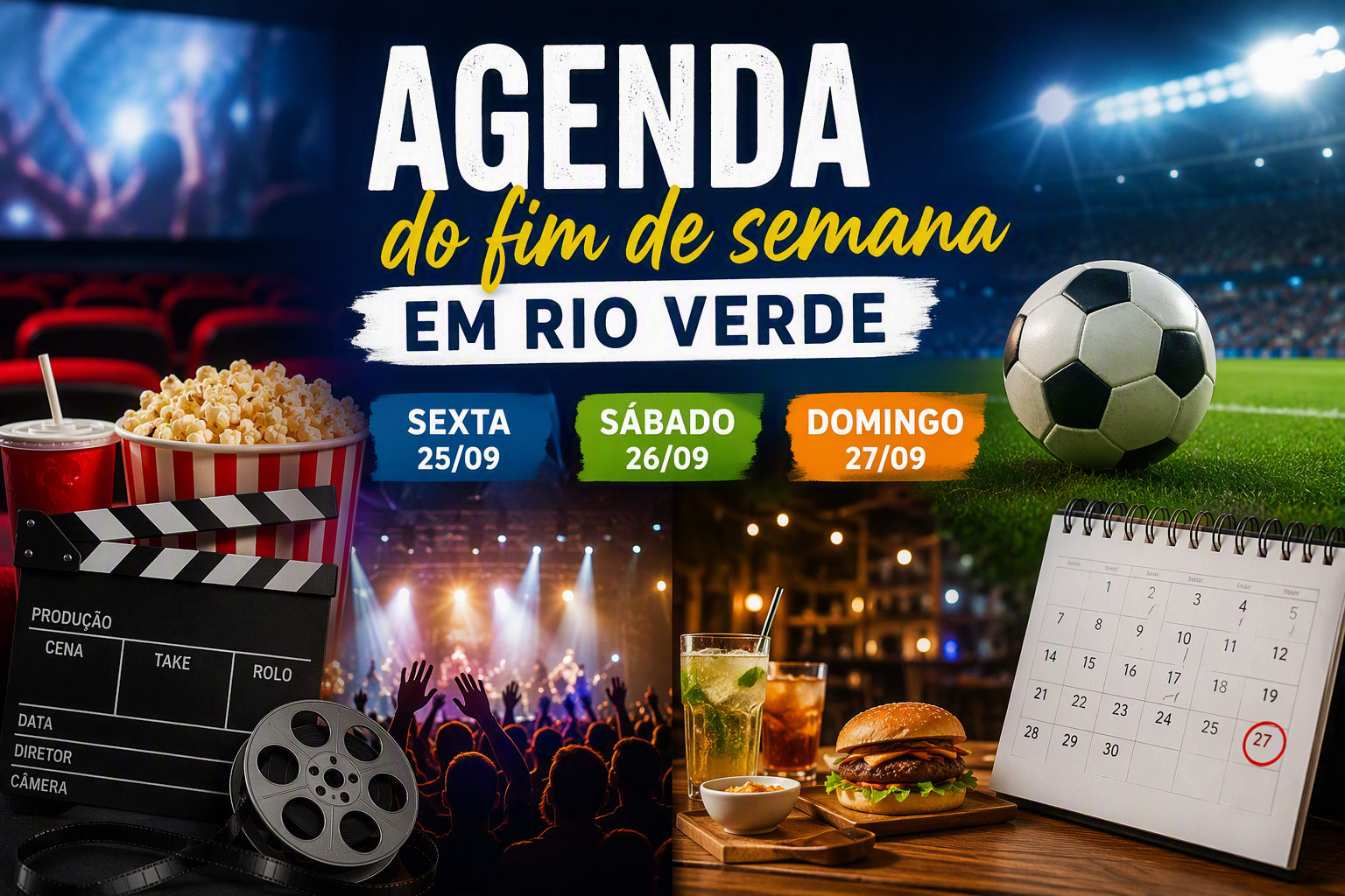 Imagem de Agenda do fim de semana em Rio Verde reúne cinema, lazer e confronto decisivo no Velosão