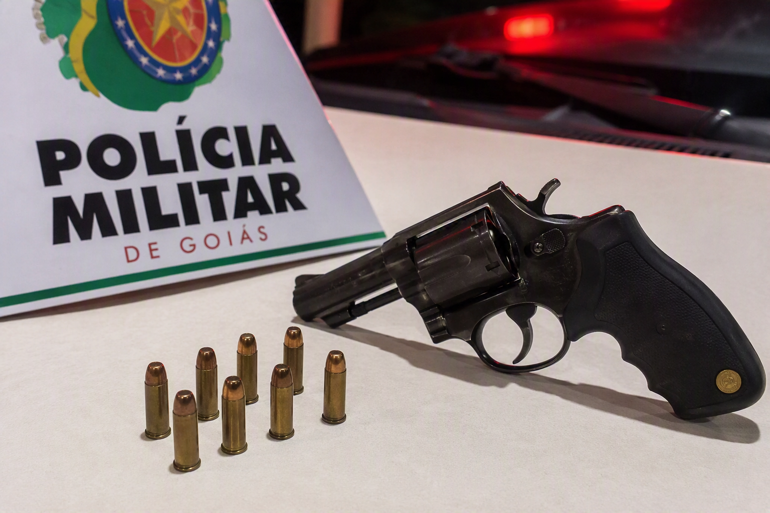 Imagem de Revólver e munições são encontrados dentro de carro em distrito de Rio Verde