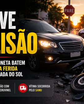 Imagem de Grave colisão entre carro e motoneta deixa mulher ferida no Setor Morada do Sol, em Rio Verde