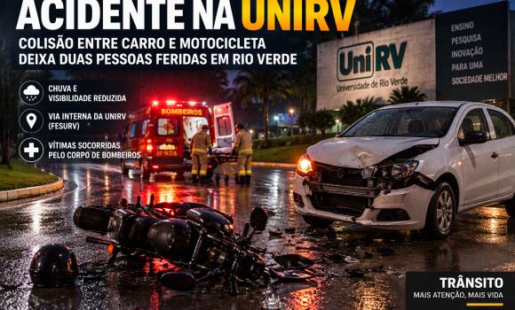Imagem de Colisão entre carro e motocicleta deixa duas pessoas feridas dentro da UniRV