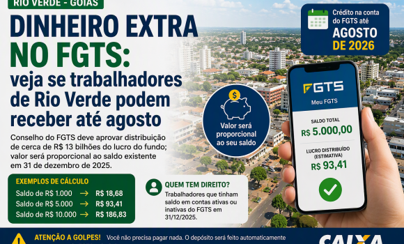 Imagem de Dinheiro extra no FGTS: moradores de Rio Verde devem ficar atentos ao crédito que pode cair até agosto