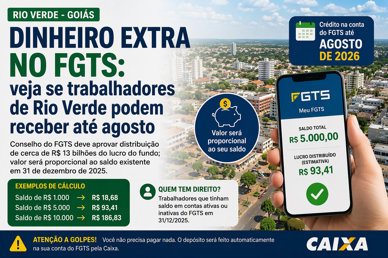 Imagem de Dinheiro extra no FGTS: moradores de Rio Verde devem ficar atentos ao crédito que pode cair até agosto