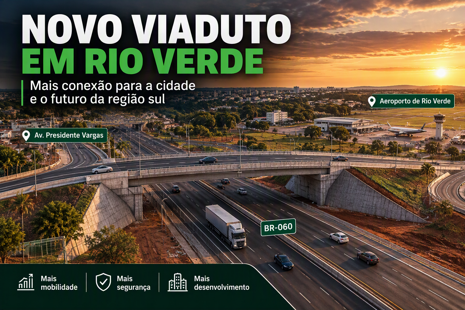 Imagem de Novo viaduto deverá ligar Avenida Presidente Vargas à região do aeroporto de Rio Verde