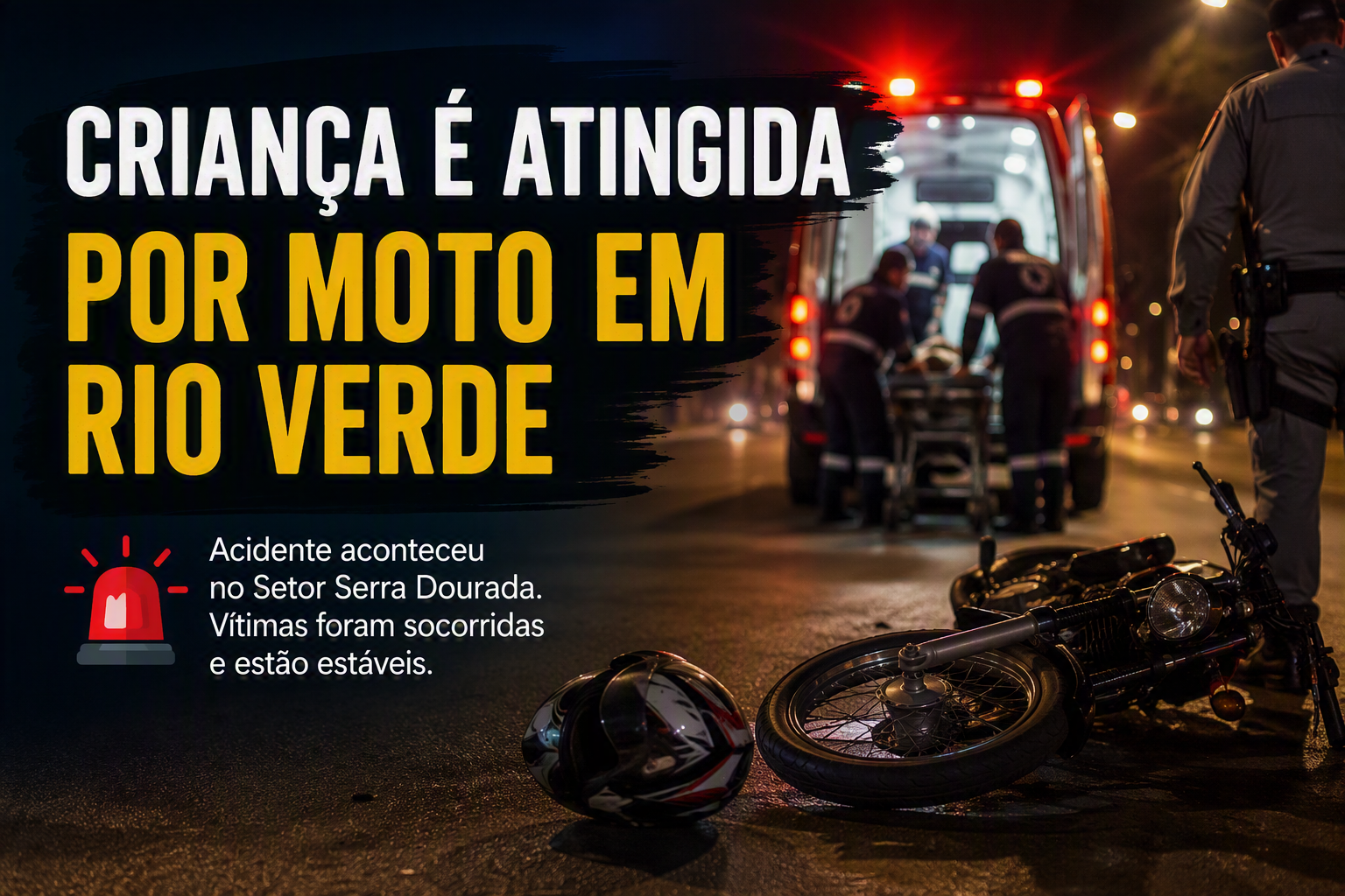 Imagem de Criança de 11 anos fica ferida após ser atingida por motocicleta em Rio Verde