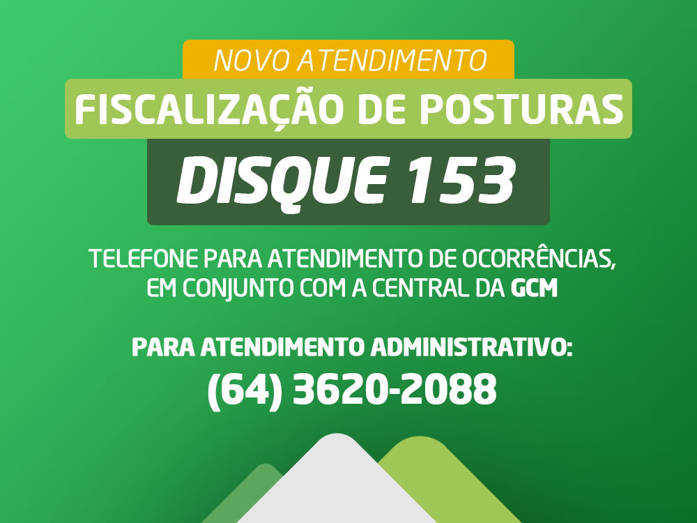 Imagem de Fiscalização de posturas terá atendimento pelo telefone 153