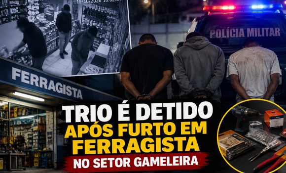 Imagem de Trio é detido após furto em ferragista no Setor Gameleira, em Rio Verde