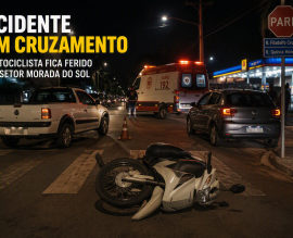 Imagem de Motociclista fica ferido após colisão em cruzamento no Setor Morada do Sol